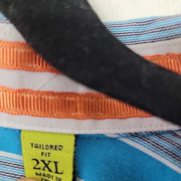 Robert Graham Men's Striped Blue Shirt Size 2xl Blue Flip Cuff Embroidered Logo - Picture 5 of 6